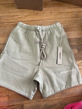 Fear of God Essentials Sage Green Athletic Shorts Extra Small